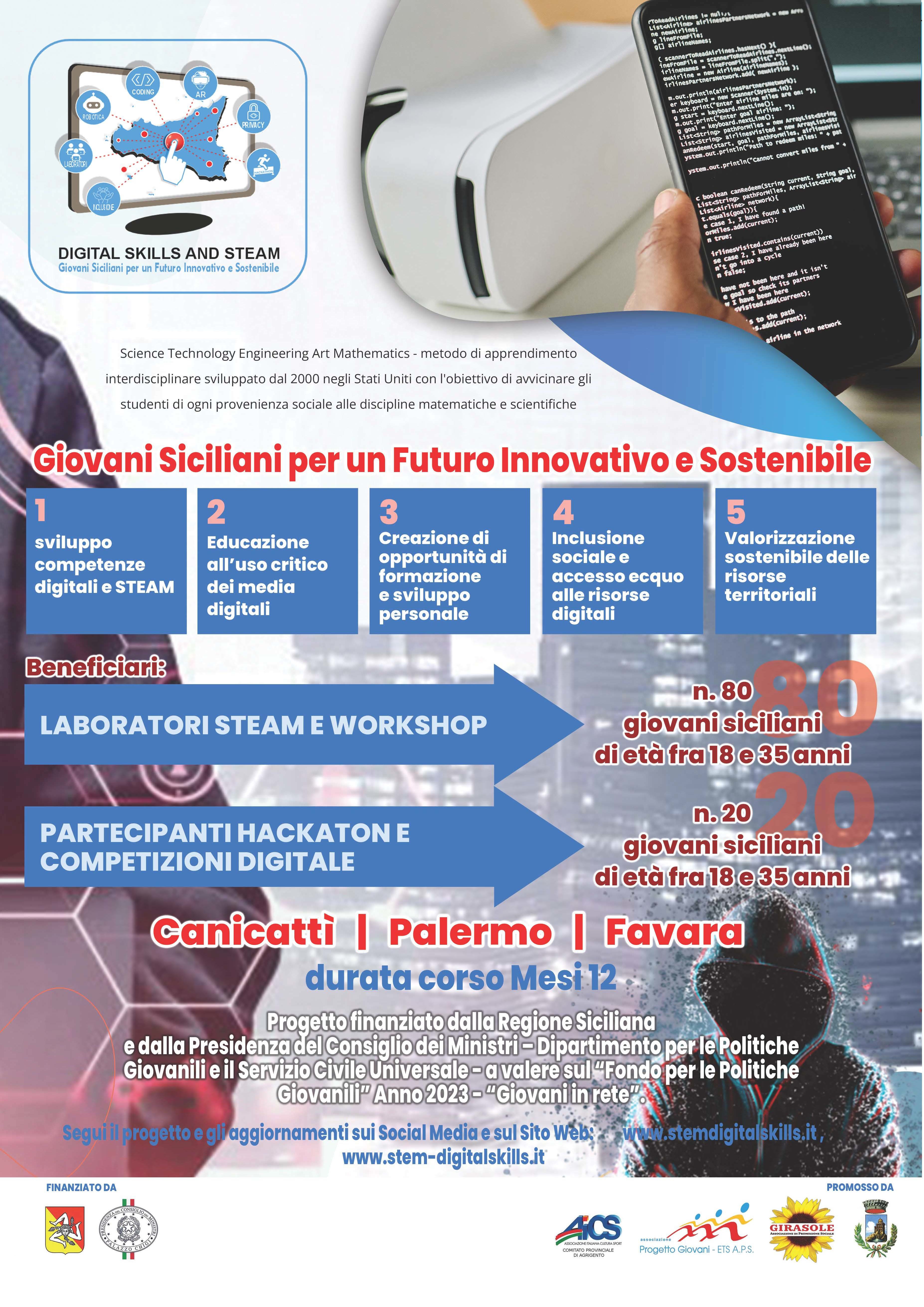 Locandina del bando di selezione Digital Skills e STEM